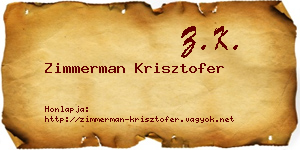 Zimmerman Krisztofer névjegykártya